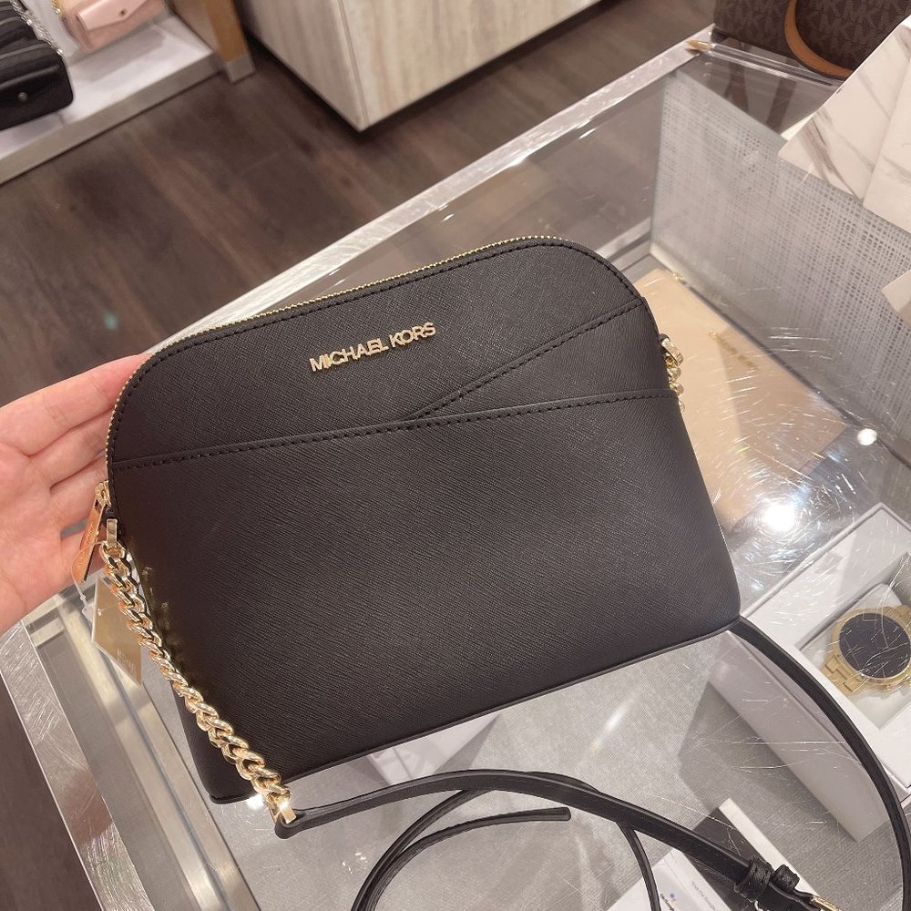 MK Small Dome PVC Crossbody Bag Black